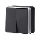 Выключатель двухклавишный werkel w5020034 накладные механизмы gallant черный с серебром a051142