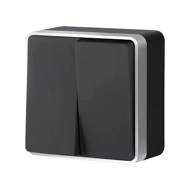 Выключатель двухклавишный werkel w5020034 накладные механизмы gallant черный с серебром a051142