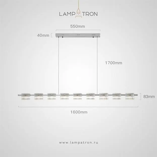 Реечный, рядный светильник NICOLETTA CHROME L 9 плафонов Lampatron 8594-23942 Реечный, рядный светильник NICOLETTA CHROME L 9 плафонов Lampatron 8594-23942
