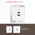 Розетка USB 2.1А+1А Arte Milano 206.46-1.white am-206