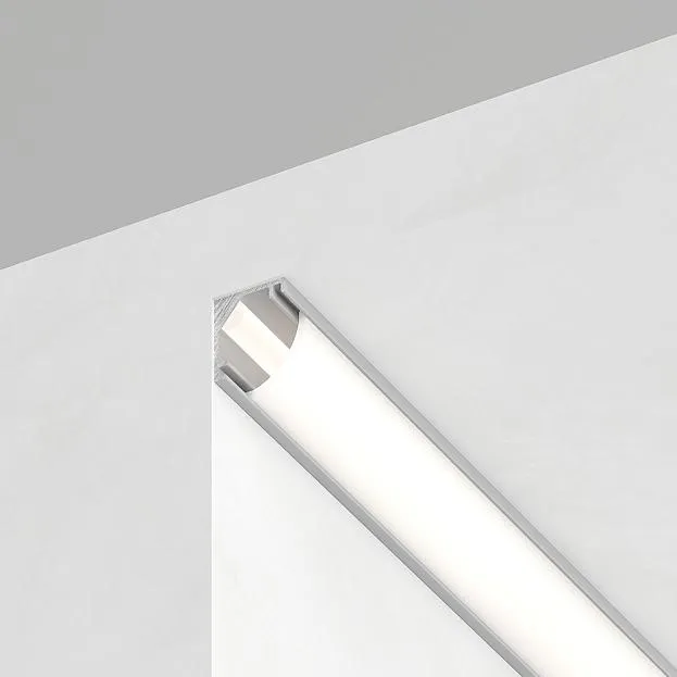 Профиль алюминиевый "угловой круглый 7.9*7.9мм", серебро, CAB240 с матовым экраном, 2 заглушками, 4 крепежами в комплекте 2м Feron 52148