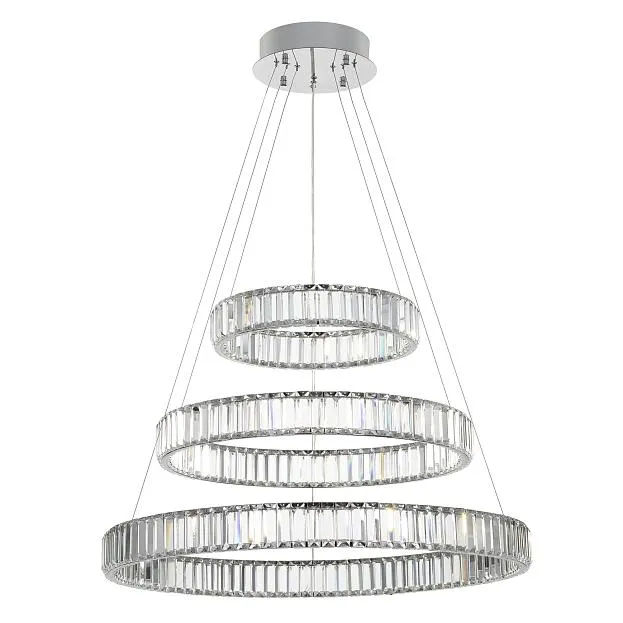 Люстра хрустальная с пультом Хром LED Citilux Чезаре CL338381 Люстра хрустальная с пультом Хром LED Citilux Чезаре CL338381