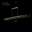 Реечный, рядный светильник GLORIOLE UP DOWN LINE Тип B (Кристаллы — Вниз). 32 LED. Lampatron gloriole-up-down-line-b-32 9126-25981