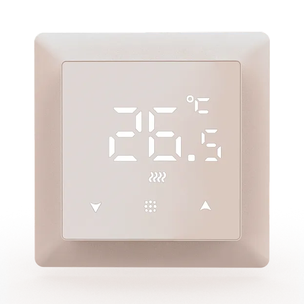 Термостат с датчиком пола с Wi-Fi, программируемый через приложение , 16 A, 55*55 мм, шампань Donel DTEF16CS-WiFi Европа Термостат с датчиком пола с Wi-Fi, программируемый через приложение , 16 A, 55*55 мм, шампань Donel DTEF16CS-WiFi Европа