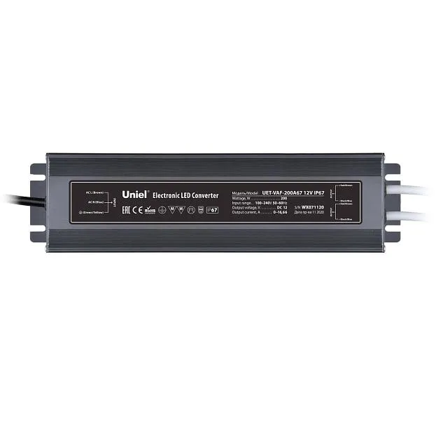Блок питания Uniel UET-VAF-200A67 12V IP67 2 выхода Блок питания Uniel UET-VAF-200A67 12V IP67 2 выхода