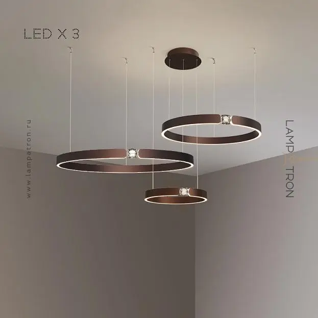 Кольцевые люстры и светильники SELLIF B RING COMBO Три кольца. Цвет Коричневый Lampatron 6984-19360 Кольцевые люстры и светильники SELLIF B RING COMBO Три кольца. Цвет Коричневый Lampatron 6984-19360