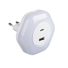 Ночник светильник в розетку LED 2xUSB WW W Kanlux 37397 BOLA