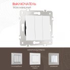 Выключатель трёхклавишный, 10AX 250V Arte Milano 203.30-3.white am
