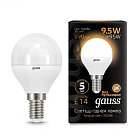 Лампа Gauss 105101110 E14 9.5W 3000K шар матовый LED Globe