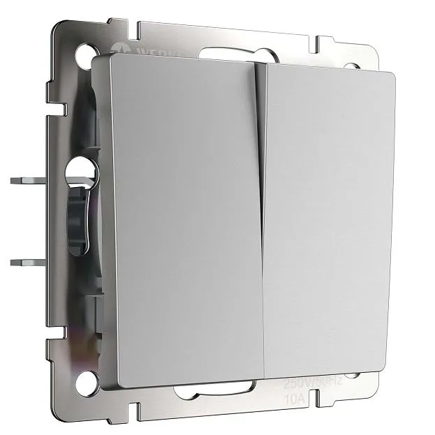 Выключатель двухклавишный Werkel W1122006 (серебряный) a051509 Выключатель двухклавишный Werkel W1122006 (серебряный) a051509