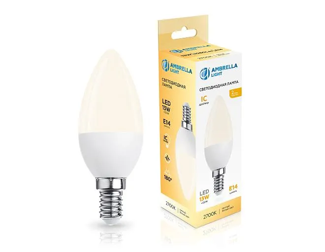 Светодиодная лампа Свеча C37 13W 2700K Ambrella light 371313 Светодиодная лампа Свеча C37 13W 2700K Ambrella light 371313