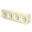 Розетка 4-местная б/з (RA 16-464-БЖ) пластик АВС 250В 16А IP20 слоновая кость Stekker 49053 PST16-60-20