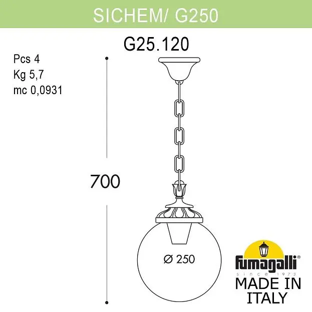 Подвесной уличный светильник FUMAGALLI SICHEM/G250. G25.120.000.VXF1R Подвесной уличный светильник FUMAGALLI SICHEM/G250. G25.120.000.VXF1R