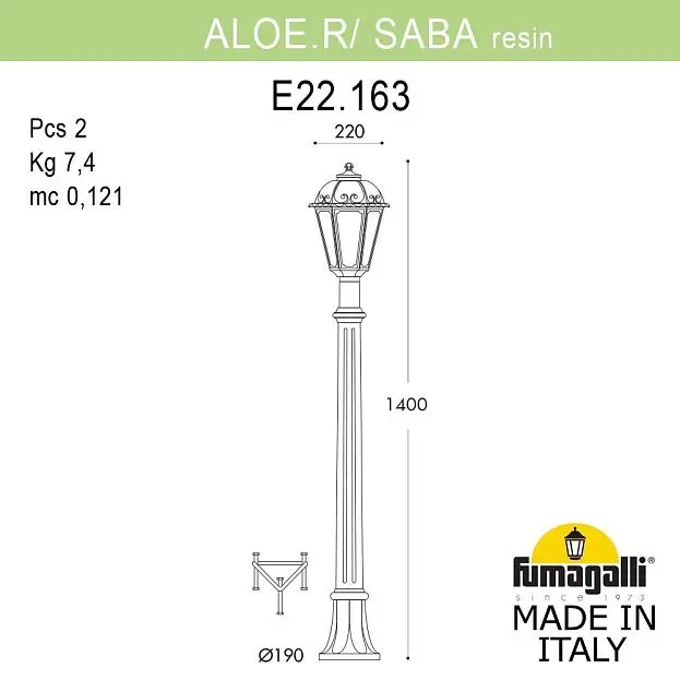 Светильник уличный FUMAGALLI ALOE.R/SABA K22.163.000.VXE27 (K22.163.000.VXF1R) Светильник уличный FUMAGALLI ALOE.R/SABA K22.163.000.VXE27 (K22.163.000.VXF1R)