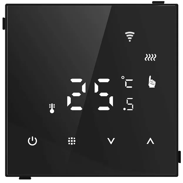Термостат с датчиком пола с Wi-Fi, программируемый через приложение, черное стекло Donel DTEF70BS-WiFi DTEF