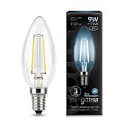 Лампа Gauss 103801209 филаментная E14 9W 4100К свеча прозрачная Filament Candle
