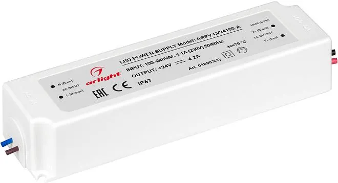 Блок питания Arlight ARPV-LV24100-A (24V, 4.2A, 100W) IP67 Блок питания Arlight ARPV-LV24100-A (24V, 4.2A, 100W) IP67