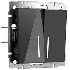 Выключатель двухклавишный с подсветкой (черный акрил) Werkel W1120148 a064038