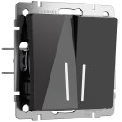 Выключатель двухклавишный с подсветкой (черный акрил) Werkel W1120148 a064038