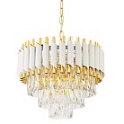 Хрустальная подвесная люстра Lumina Deco LDP 6003-400 WT+F.GD Funneli
