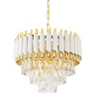 Хрустальная подвесная люстра Lumina Deco LDP 6003-400 WT+F.GD Funneli