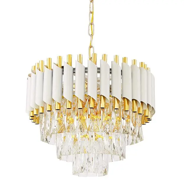 Хрустальная подвесная люстра Lumina Deco LDP 6003-400 WT+F.GD Funneli