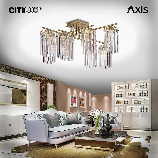 Люстра хрустальная потолочная Бронза Citilux CL313283 AXIS Люстра хрустальная потолочная Бронза Citilux CL313283 AXIS