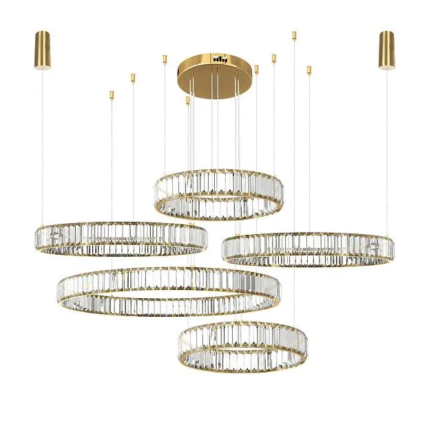Подвесная светодиодная люстра Loft IT 10135/5 Gold Crystal ring