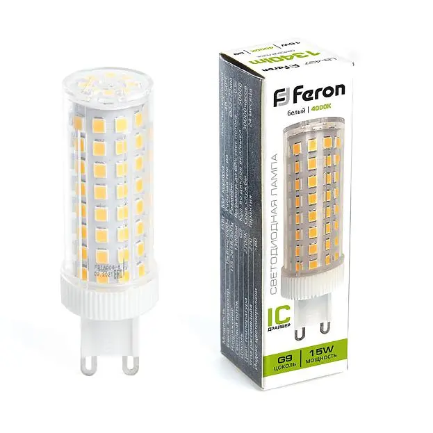 Лампа светодиодная Feron 38213 LB-437 G9 15W 4000K Лампа светодиодная Feron 38213 LB-437 G9 15W 4000K