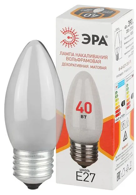 Лампочка накаливания ЭРА B-40-E27-230-FR