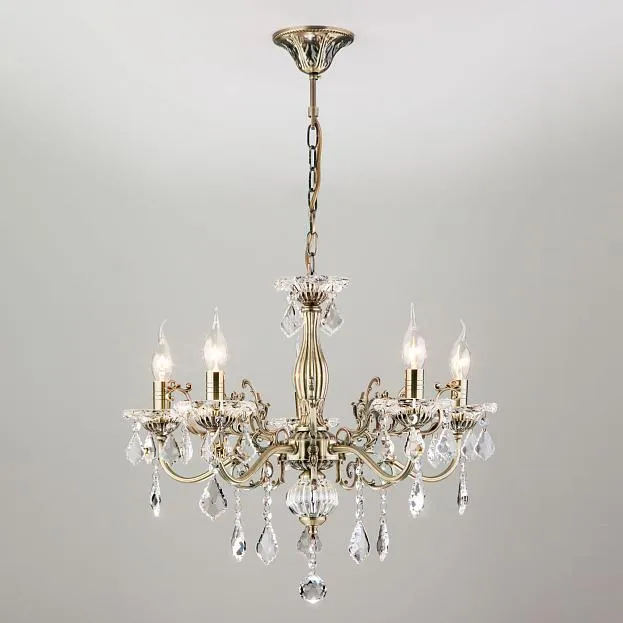 Люстра Eurosvet 3281/5 античная бронза/прозрачный хрусталь Strotskis Elisha 00000063378