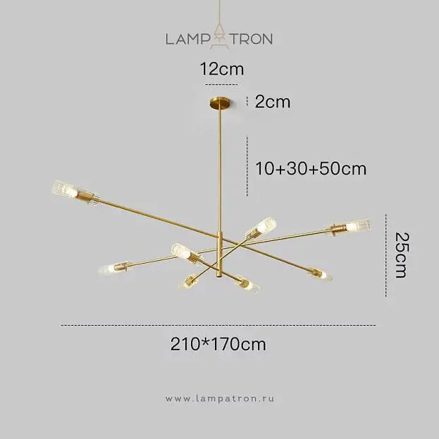 Люстра RADIANT 8 ламп. Цвет: Латунь Lampatron 8170-22368 Люстра RADIANT 8 ламп. Цвет: Латунь Lampatron 8170-22368