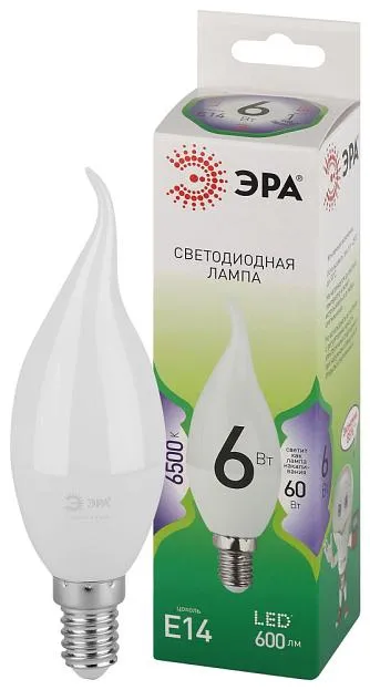 Лампочка светодиодная ЭРА LED BXS-6W-865-E14 GL