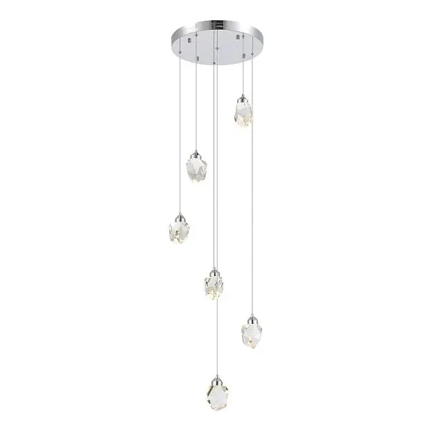 Светильник подвесной Хром/Прозрачный LED 6*3W 3000K ST-Luce SL6114.103.06 CASCATO Светильник подвесной Хром/Прозрачный LED 6*3W 3000K ST-Luce SL6114.103.06 CASCATO