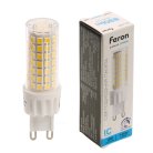 Лампа светодиодная диммируемая G9 10W 175-265V 6400K Feron 51743 LB-438