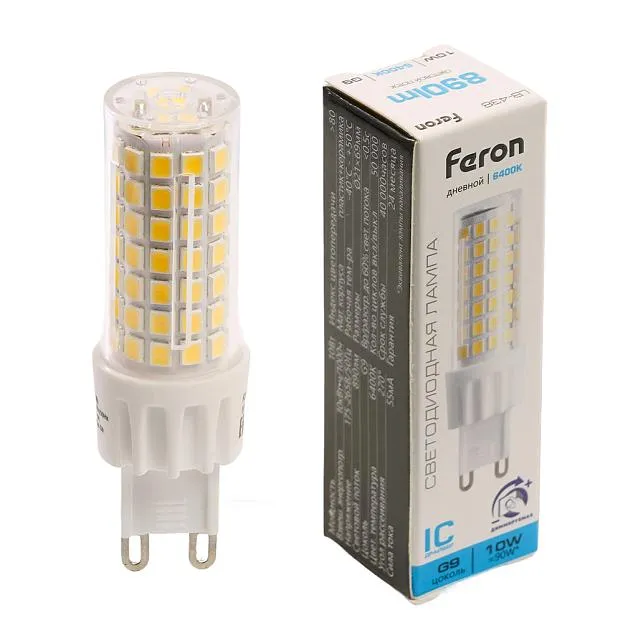 Лампа светодиодная диммируемая G9 10W 175-265V 6400K Feron 51743 LB-438