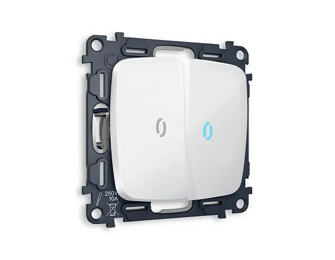Комплект механизма 2-клавишного выключателя с подсветкой OMEGA Ambrella Volt MO104020 QUANT Комплект механизма 2-клавишного выключателя с подсветкой OMEGA Ambrella Volt MO104020 QUANT