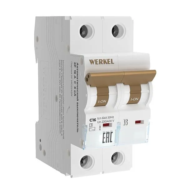 Автоматический выключатель Werkel W902P166 2P 16 A C 6 кА a062542 Автоматический выключатель Werkel W902P166 2P 16 A C 6 кА a062542