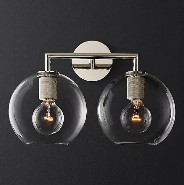 Бра Rh Utilitaire Globe Shade Double Sconce Silver 123274-22 ImperiumLoft Бра Rh Utilitaire Globe Shade Double Sconce Silver 123274-22 ImperiumLoft
