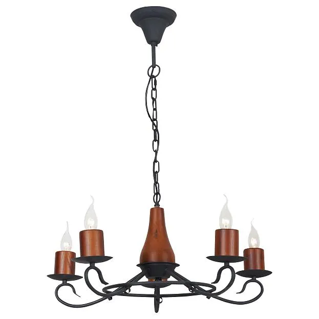 светильник подвесной, E14, 5x40W Velante 590-703-05 Деревянный стиль