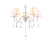 Подвесная люстра с абажуром и хрусталем Ambrella light TR4603/5 WH
