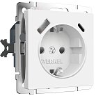 розетка с заземлением, шторками и USB Werkel W1171761 Встраиваемые механизмы белые матовые a069613