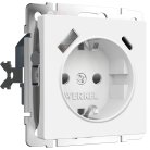 розетка с заземлением, шторками и USB Werkel W1171761 Встраиваемые механизмы белые матовые a069613