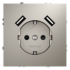 Розетка встраиваемая с заземлением и защитными шторками + usb 16А VOLTUMVLS040403