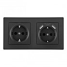 Розетка двойная (двухпостовая) c заземление и шторками + 2USB черная с рамкой Arte Milano SET06-2-47-1-40-1 black