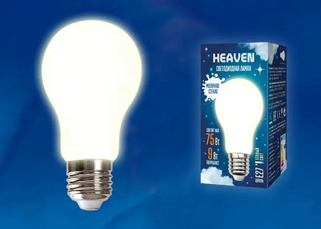 Лампочка светодиодная Uniel LED-A60-9W/3000K/E27/FR GLH01WH Лампочка светодиодная Uniel LED-A60-9W/3000K/E27/FR GLH01WH