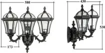 Настенный фонарь уличный Oasis Light 95201S 3 15L Bl ROMA S