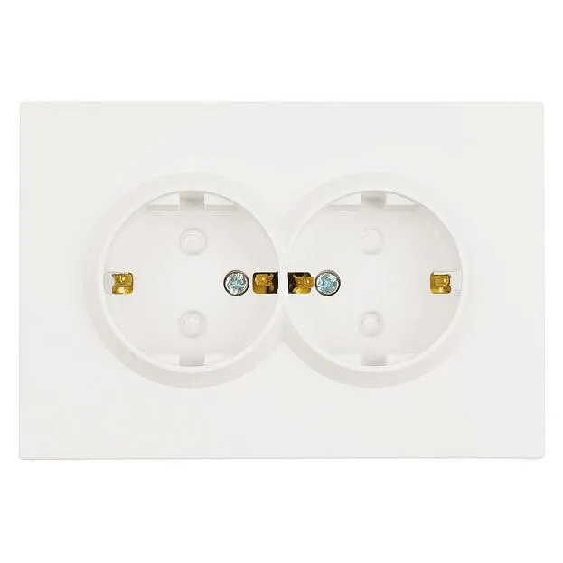 Розетка 2-местная с з/ш, с/з, СЗК, 250В, 16А, RST16-5114-01ZK, белый фарфор, soft touch Stekker 50236 Эмили