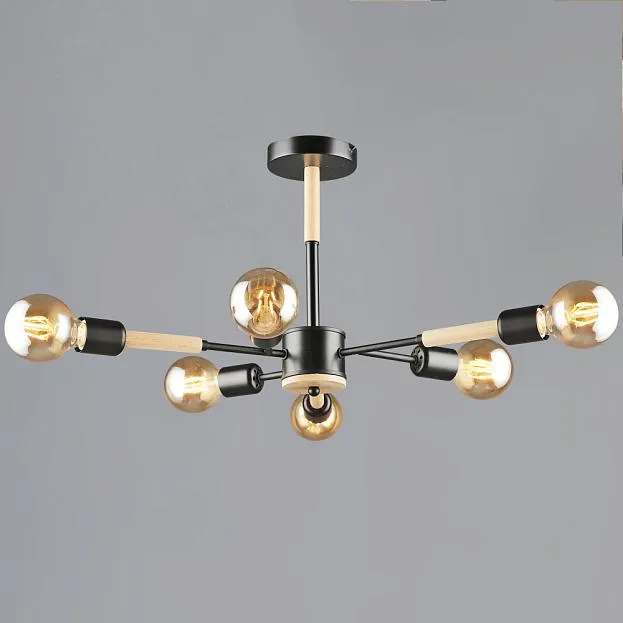 Потолочная люстра Reluce 99960-0.3-06 BK+WOOD