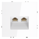 Розетка компьютерная встраиваемая  Voltum VLS060201 S70 двойная RJ45+RJ45 кат.6, (белый глянцевый)